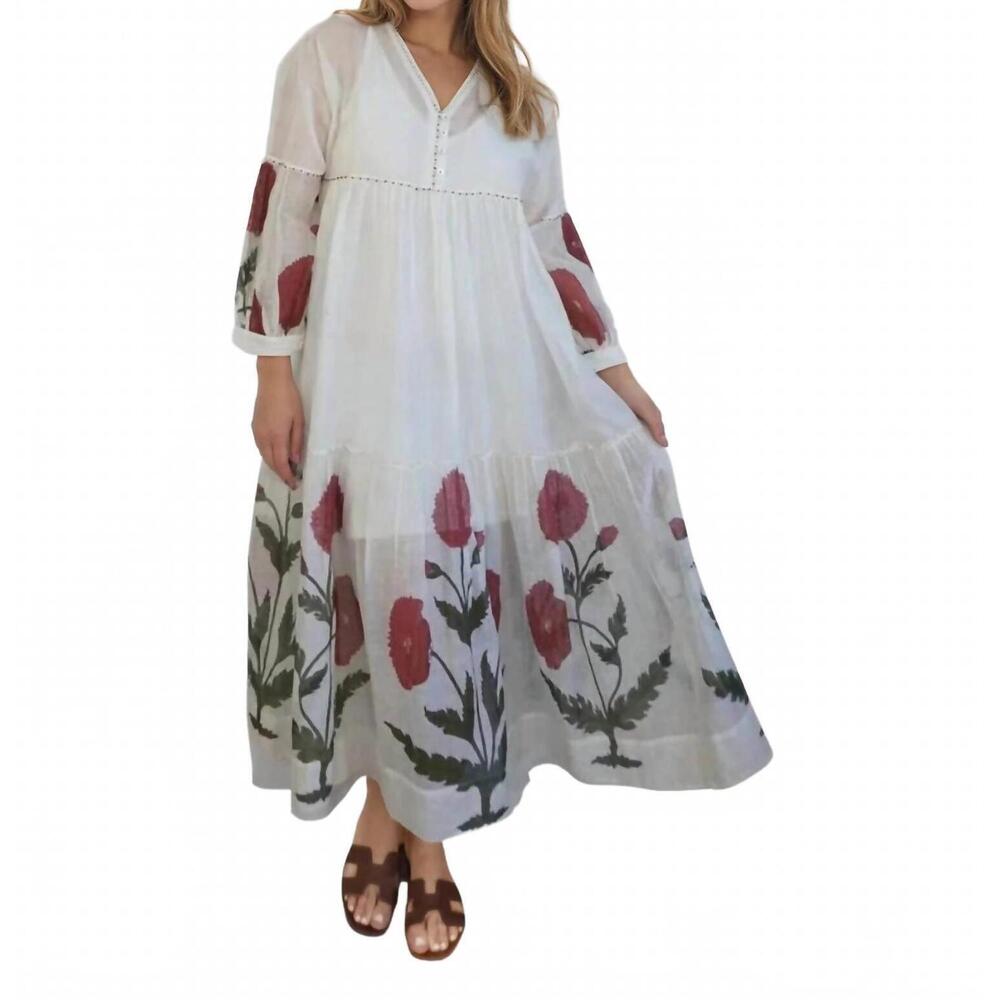 NEW NIBI MTK gia midi dress in cream rose